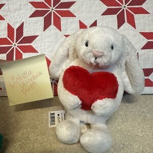 JellyCat Little Red Heart Bashful Bunny